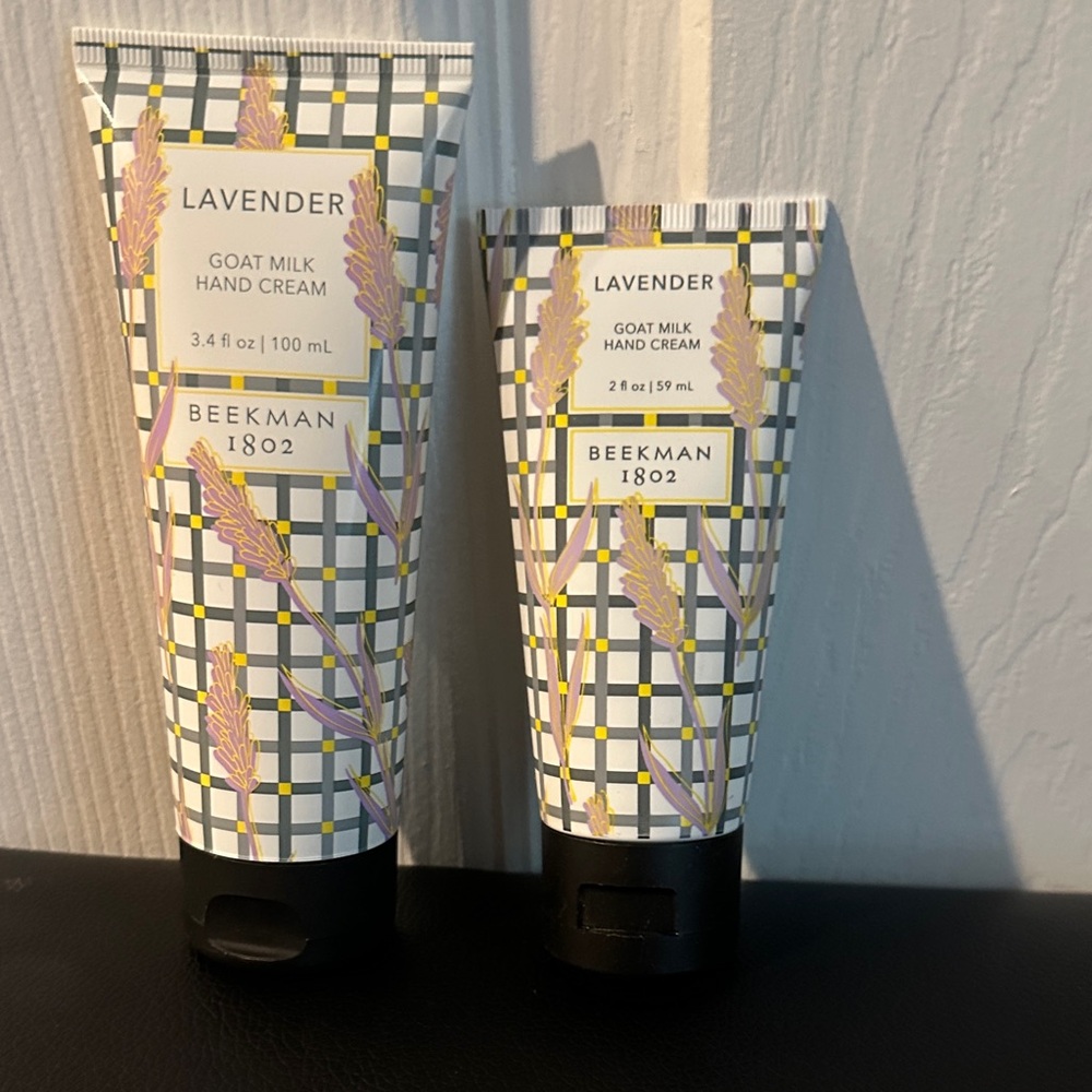 Beekman 1802 Lavender Goat Milk Hand Cream duo. 3.4 fl.oz. And 2.0 fl.oz.